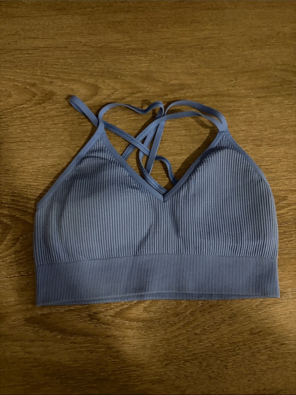 aerie Ribbed Crisscross Bralette - Light Blue